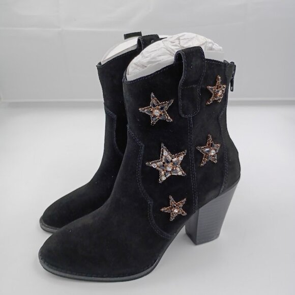 INC Dazzle Ankle Boots, Black Stars, Women's Size 5 - Picture 1 of 7